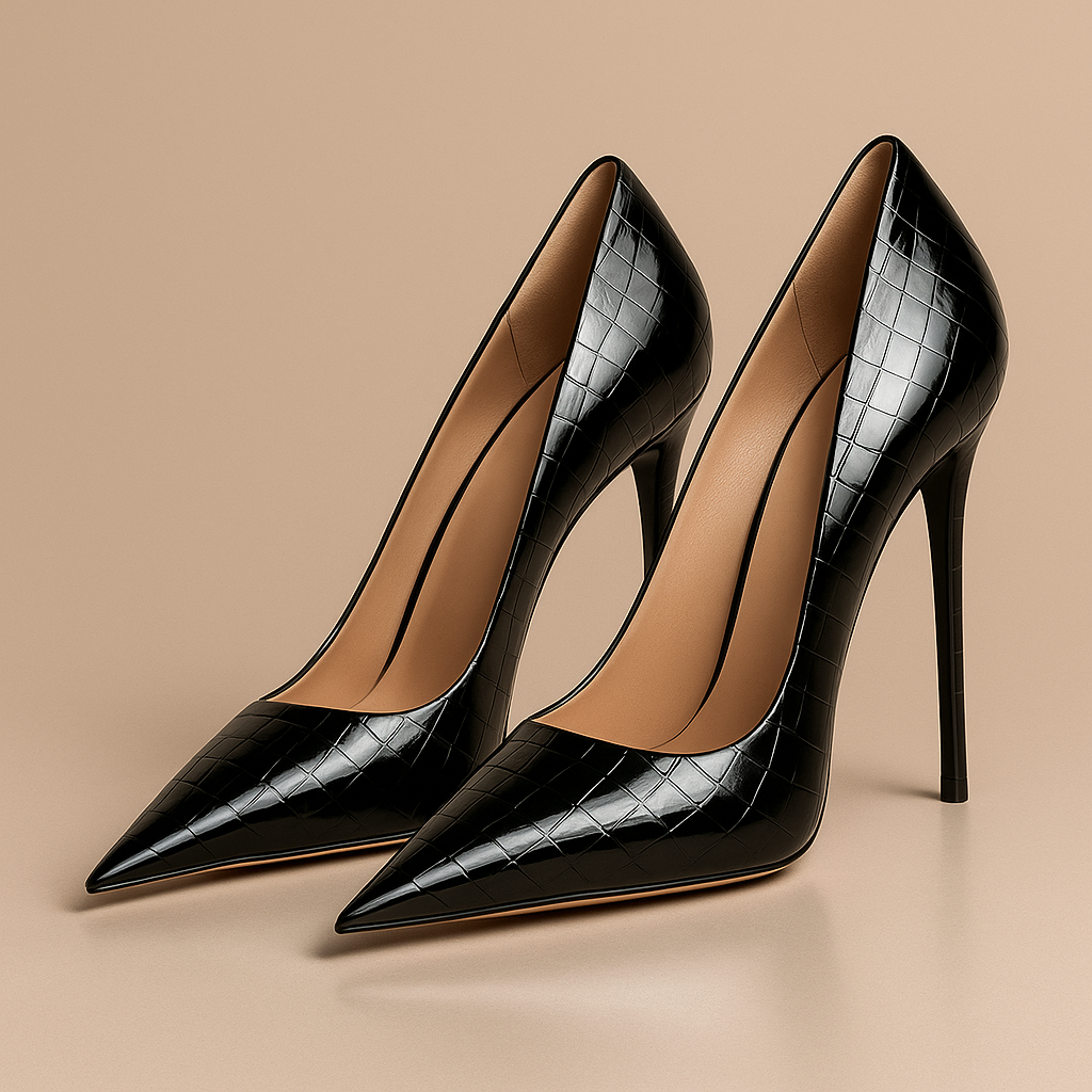 Tacones Dorados Croco Florentina - Glamound