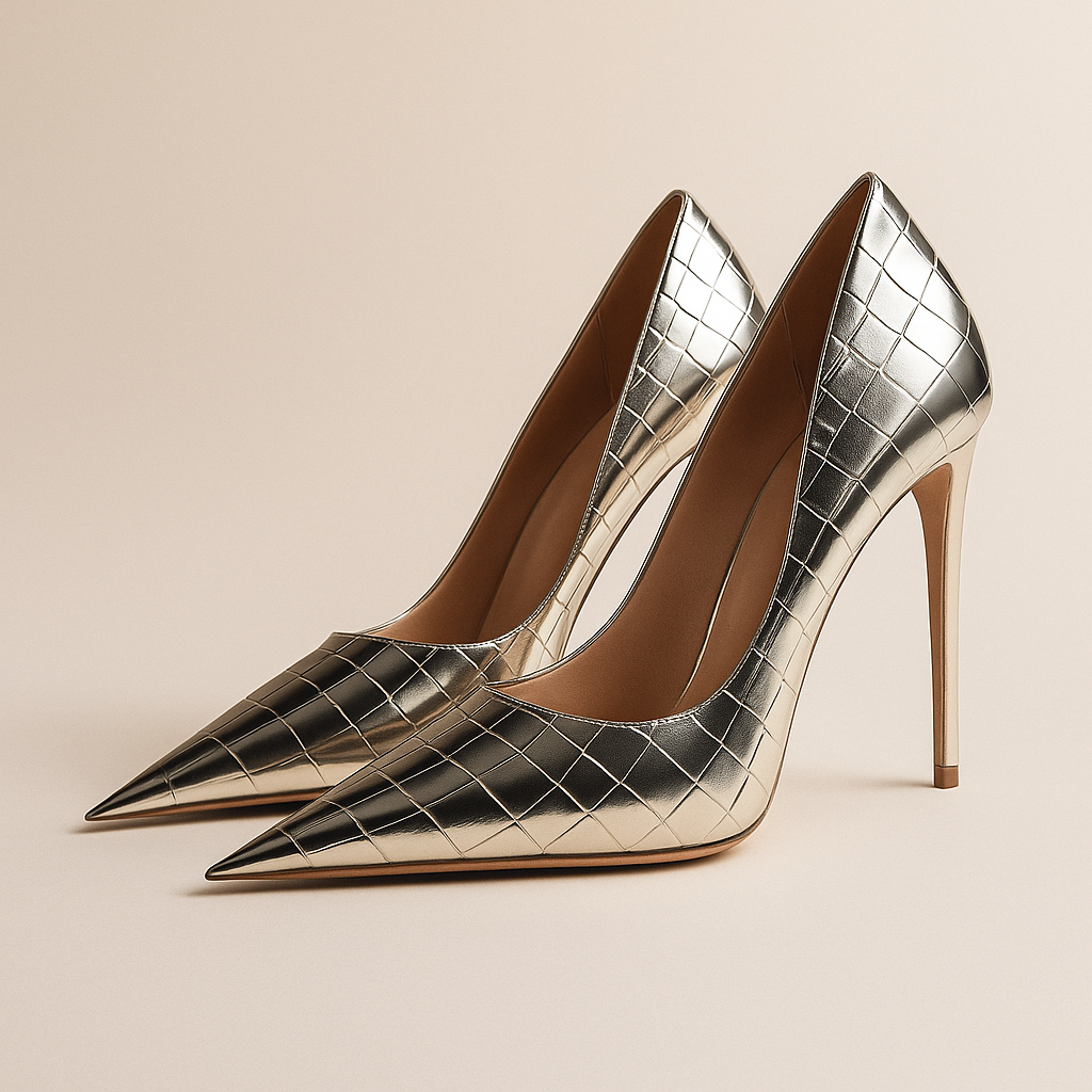 Tacones Dorados Croco Florentina - Glamound