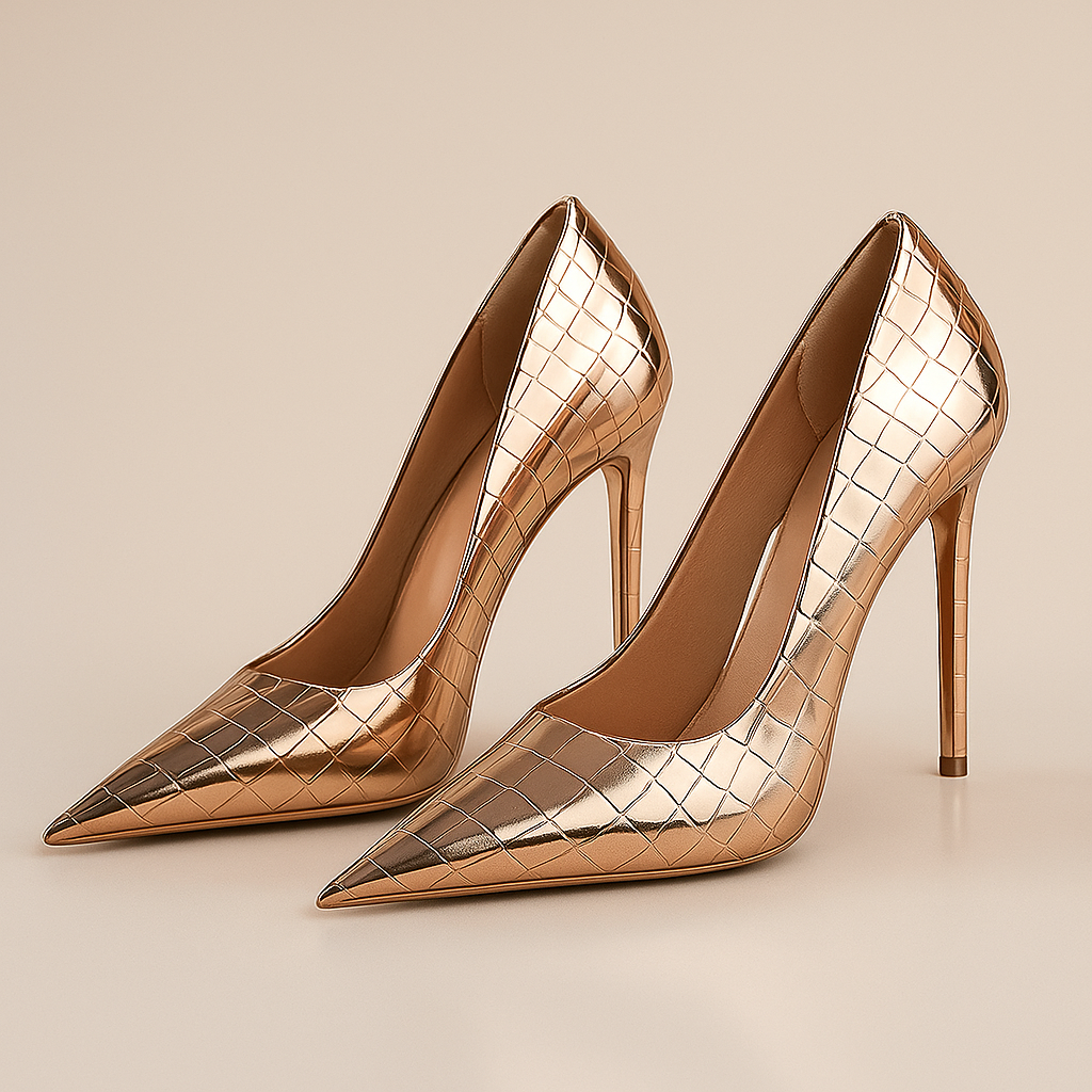 Tacones Dorados Croco Florentina - Glamound