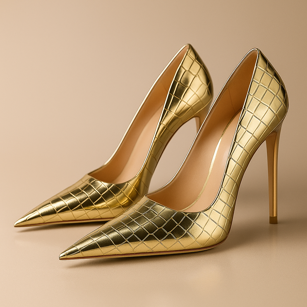 Tacones Dorados Croco Florentina - Glamound