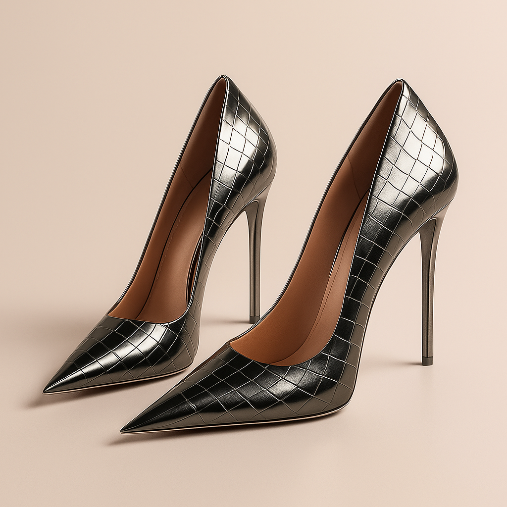 Tacones Dorados Croco Florentina - Glamound